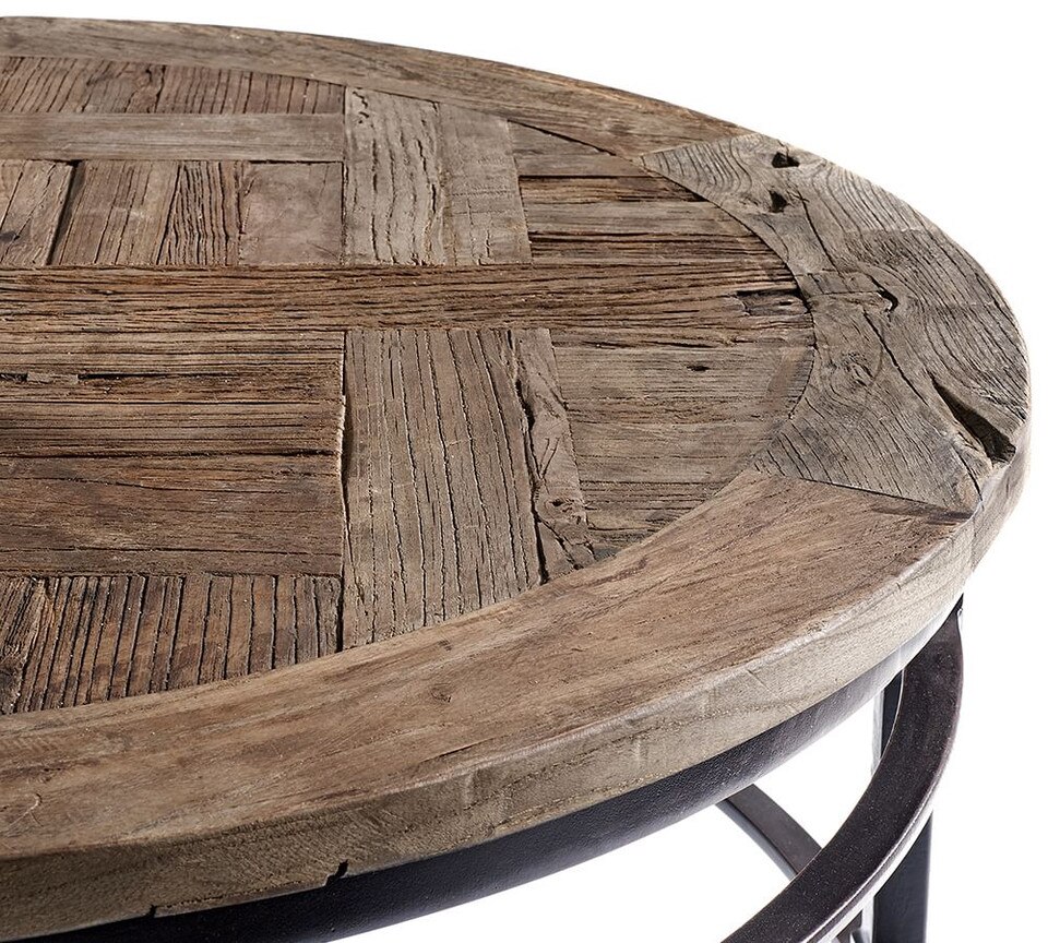 Parquet Reclaimed Wood Round Coffee Table Pottery Barn Australia